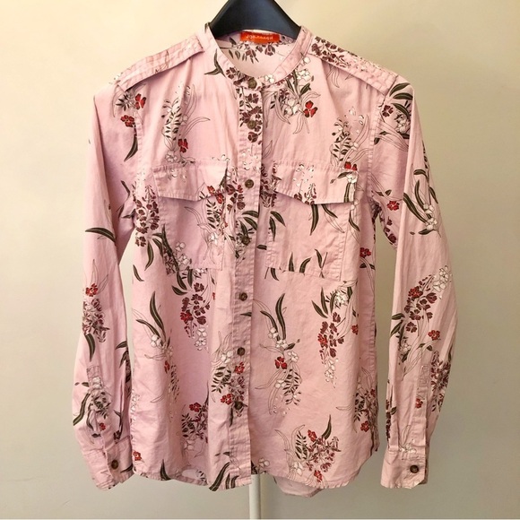 Joe Fresh Boho Cottagecore Pink Floral Pattern Artsy Button Down Shirt Blouse. - Picture 3 of 13